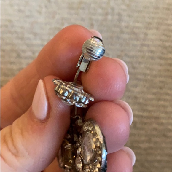 Edidi 🦋Silver Yellow & White Gemstone Clip Dangle Earrings - Picture 5 of 8